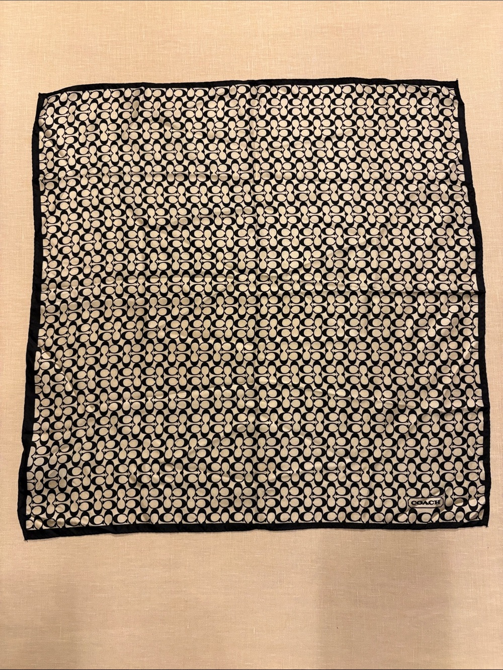 Coach Monogram Black and off white Square Scarf